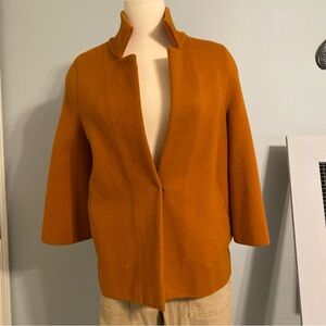 Women's Anthropologie Moth Sz S Carey Cardigan Blazer Jacket Yam Orange 3/4 Slv
